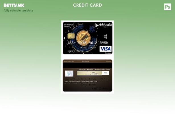 Модерен стил Шаблон за деловна кредитна картичка за виза на банката ЦКБ на Црна 